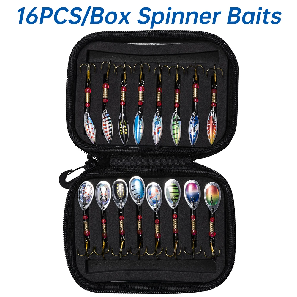 Fishing Hook Size - Goture 16개/상자 스피너 스푼 금속 미끼