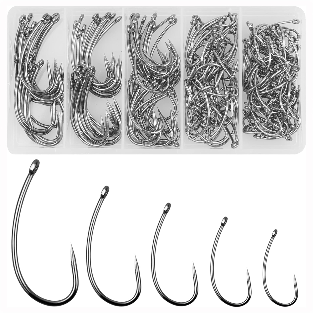 바블리스 낚시 후크 키트, 곡선 생크 플라이 타이 후크 - Fishing Hook Barbless 리뷰 및 가격