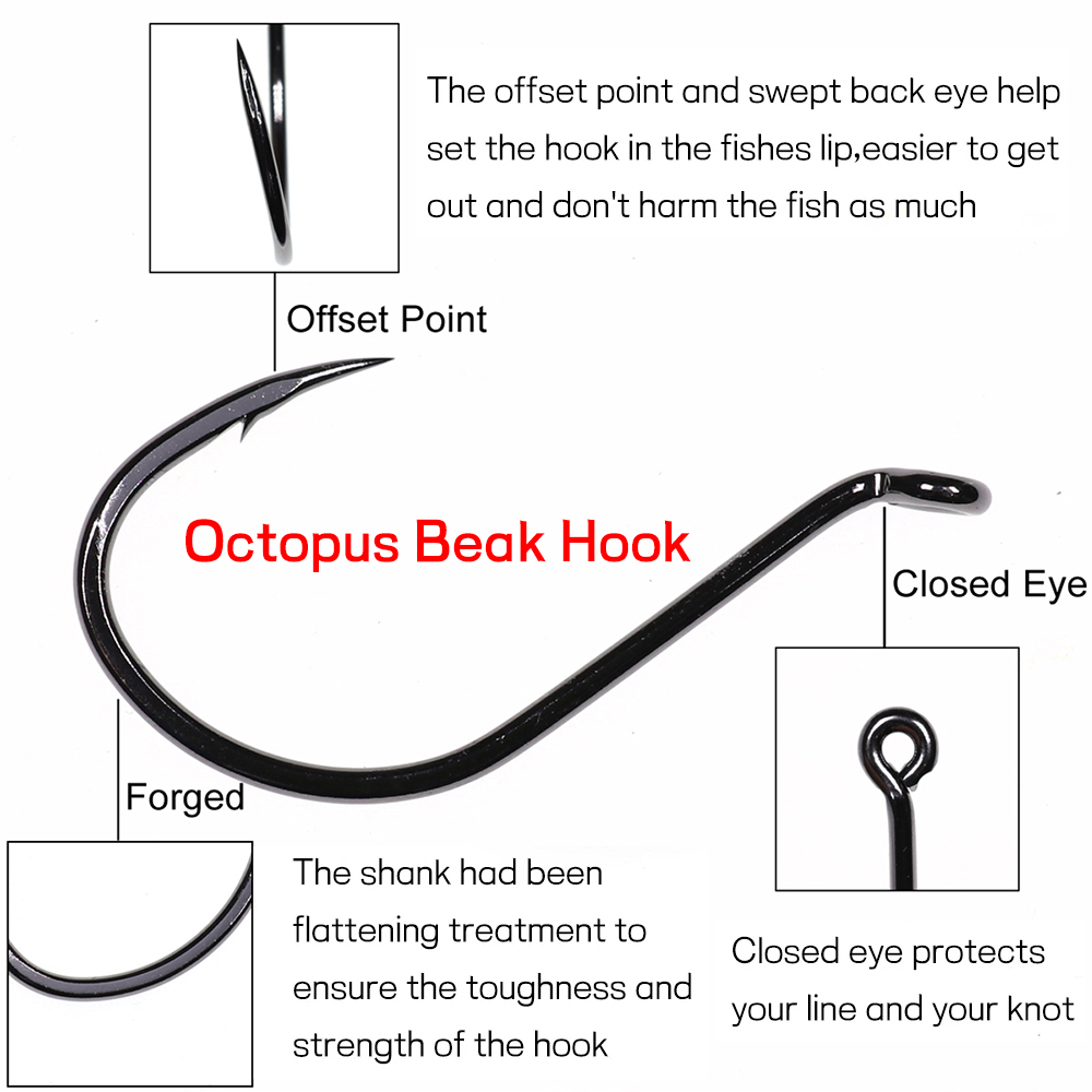 Bimoo 20pcs 오프셋 문어 부리 후크 고 탄소강 - Fishing Hook Barbless 리뷰 및 가격