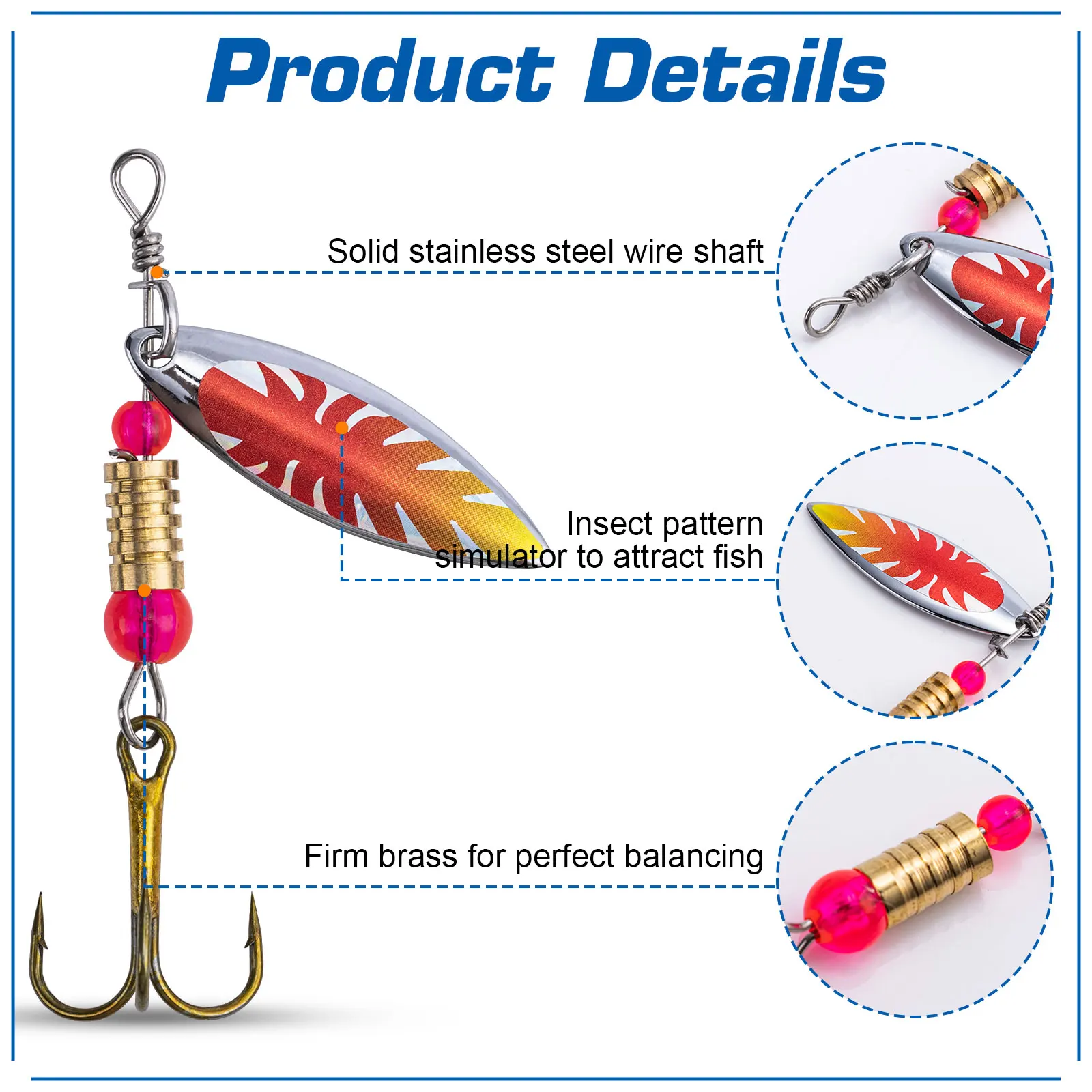 Goture 16개/상자 스피너 스푼 금속 미끼 5.5 - Fishing Hook Size 리뷰 및 가격